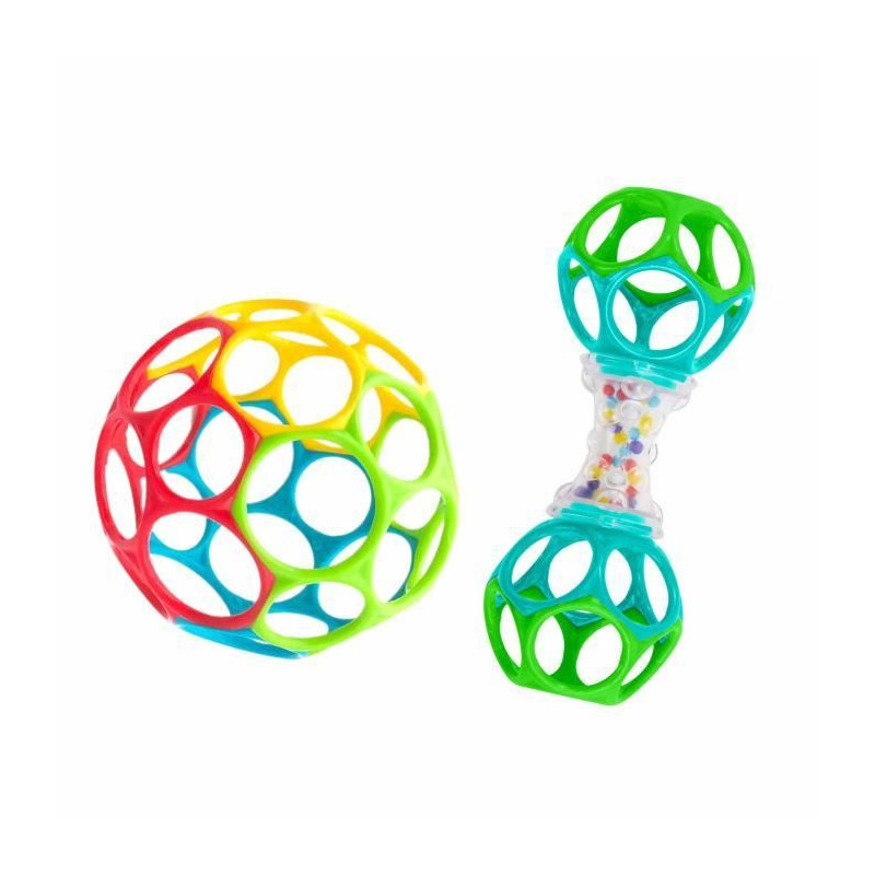 BRIGHT STARS O'Ball Baby Gift Set with 2 Baby Toys: a Rattle and a Cla