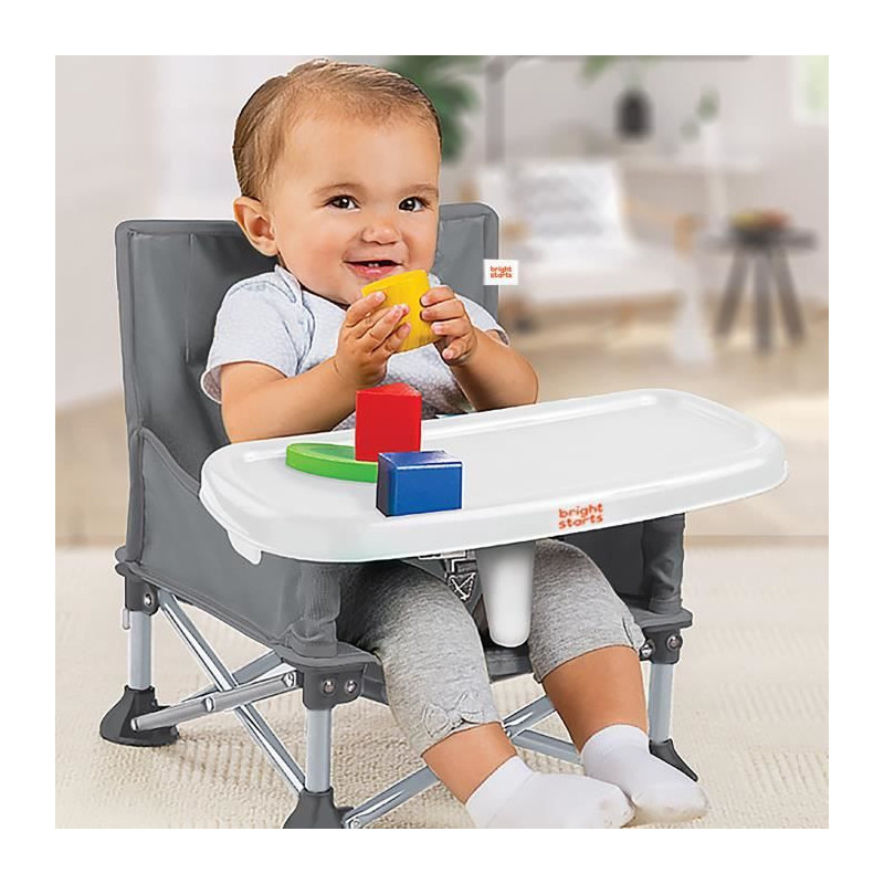 BRIGHT STARTS Compact Folding Booster Seat - Pop 'N Sit, Removable Tra