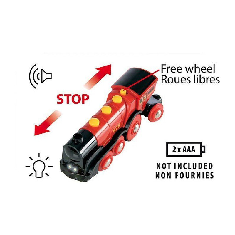 BRIO World - 33592 - Powerful Red Stack Locomotive - Wooden Toy