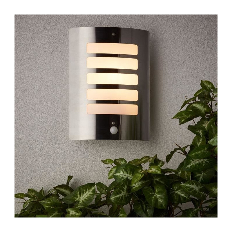 TODD-Outdoor Wall Lamp with Detector H29cm Brilliant Silver