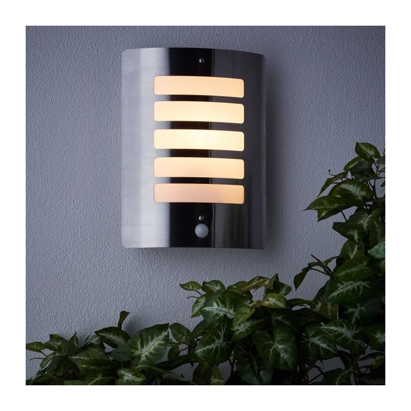 TODD-Outdoor Wall Lamp with Detector H29cm Brilliant Silver