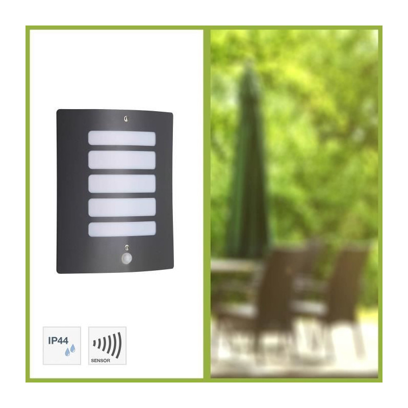 Wall light with todd color anthracite e27 detector