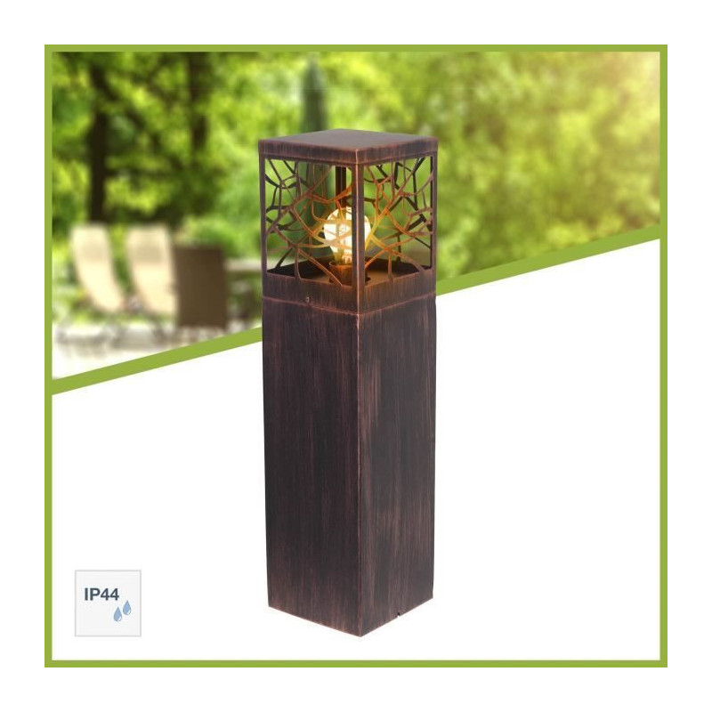 BRILLIANT - WHITNEY Outdoor bollard - rust color - metal/plastic E27 1