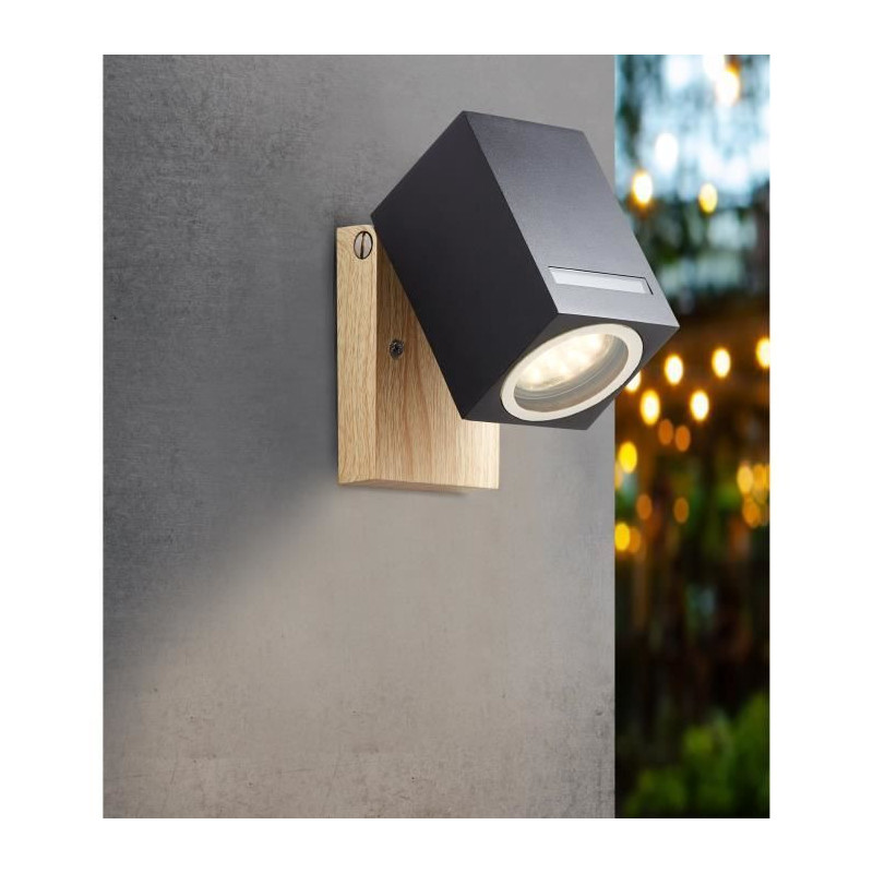 BRILLIANT - GALENI Outdoor wall light - black/natural color - metal/gl