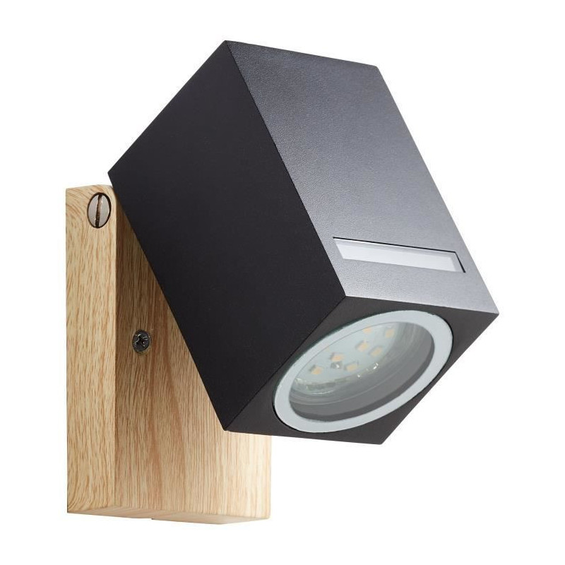 BRILLIANT - GALENI Outdoor wall light - black/natural color - metal/gl