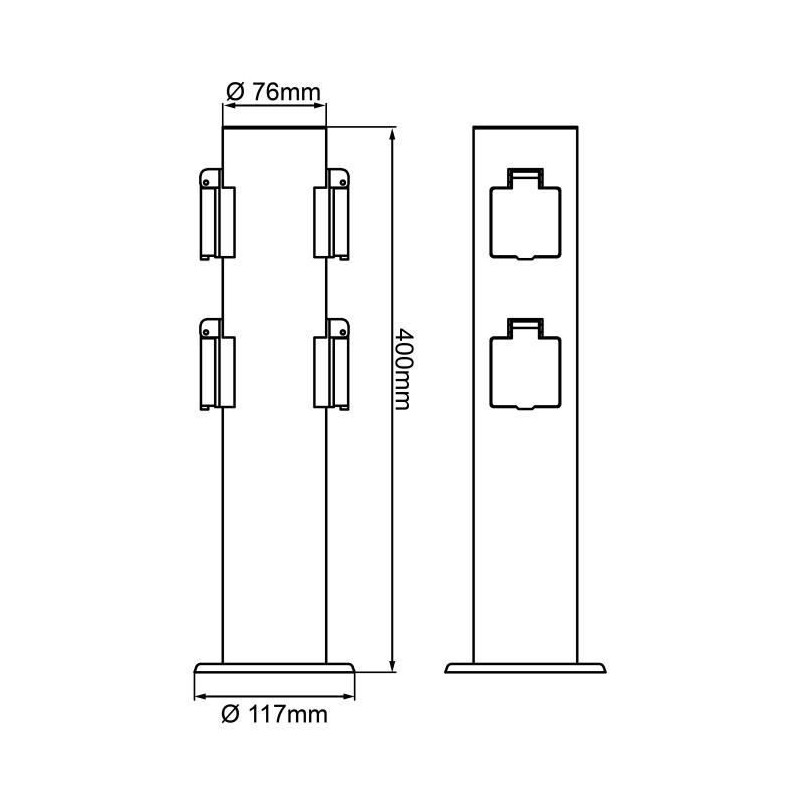 BRILLIANT - DODY Bollard with 4 sockets color black - metal/plastic E2