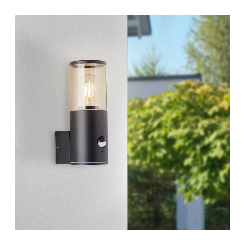 Sergioro exterior applique with detector, black depoli, E27 20W, bulb