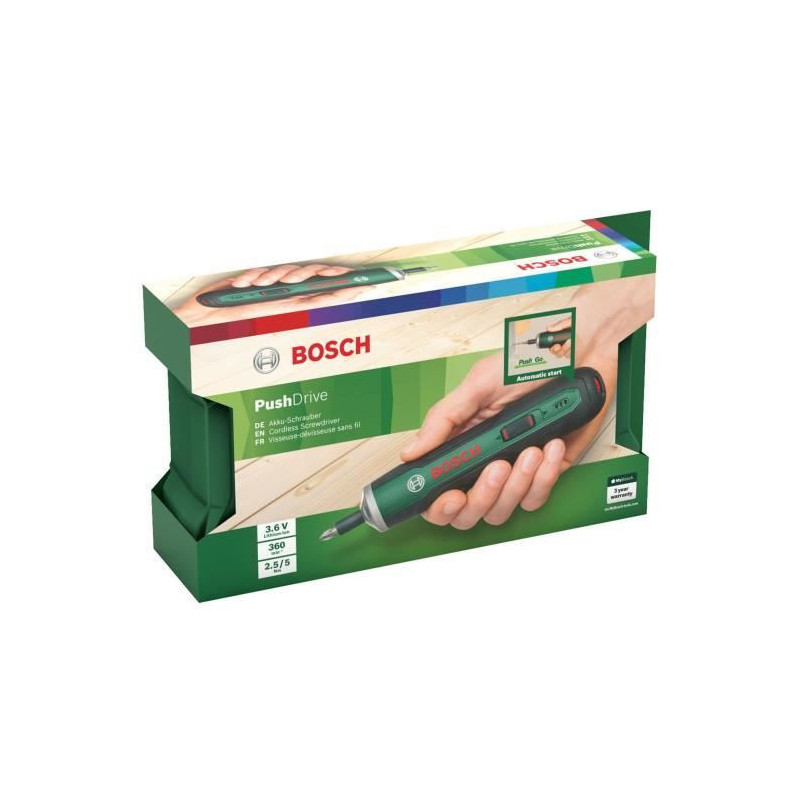BOSCH PushDrive Cordless Screwdriver - Lithium Ion Battery