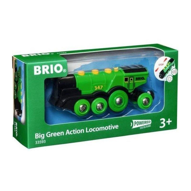 BRIO World - 33593 - Powerful Green Locomotive With Batteries - Wooden