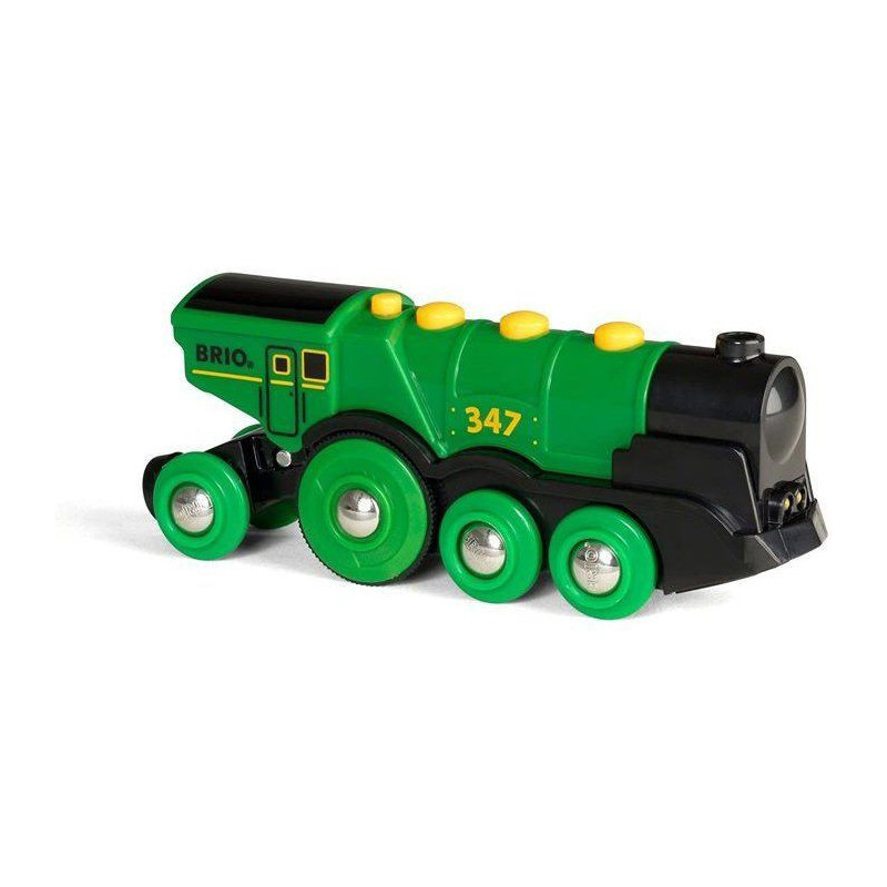 BRIO World - 33593 - Powerful Green Locomotive With Batteries - Wooden