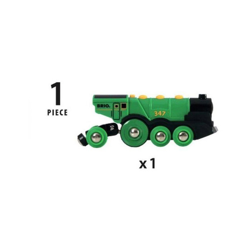 BRIO World - 33593 - Powerful Green Locomotive With Batteries - Wooden