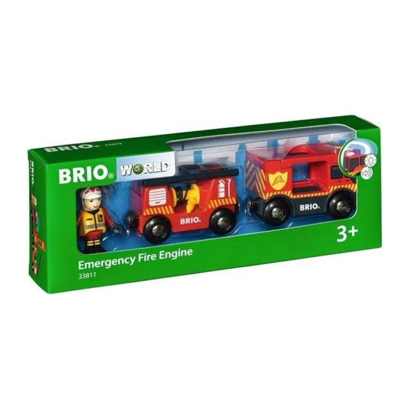 BRIO World - 33811 - Fire Truck Sound And Light - Wooden Toy