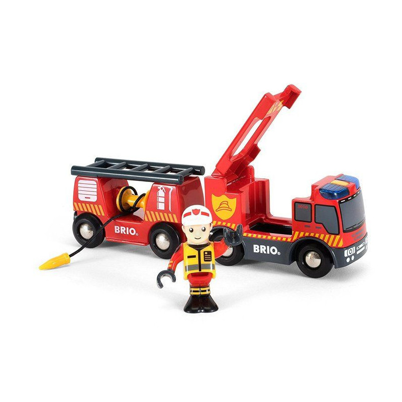 BRIO World - 33811 - Fire Truck Sound And Light - Wooden Toy