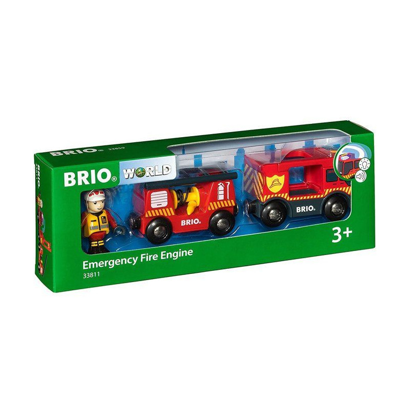 BRIO World - 33811 - Fire Truck Sound And Light - Wooden Toy