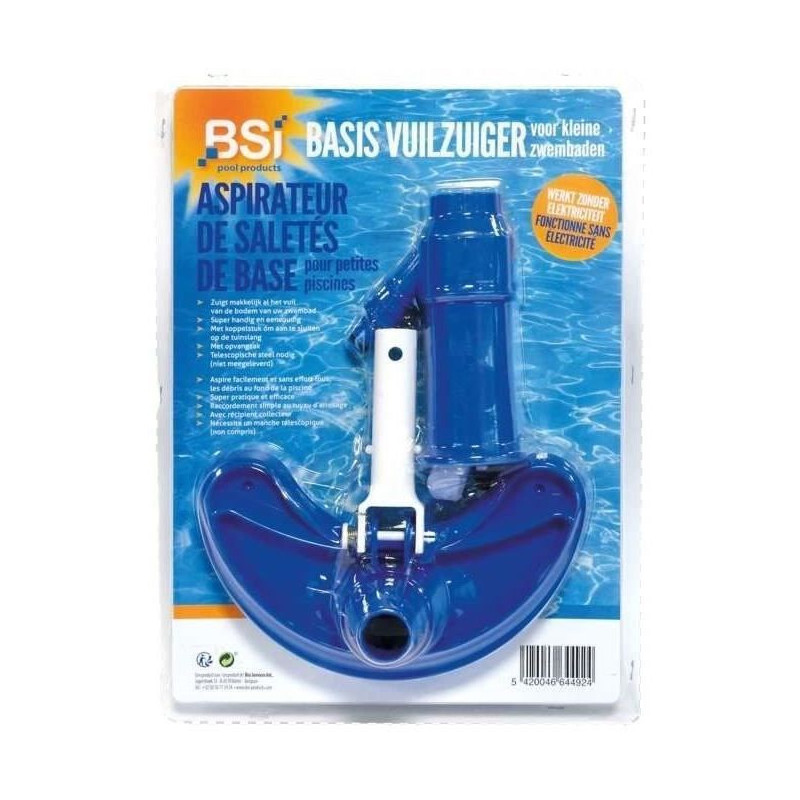 BSI Manual Bottom Vacuum Cleaner - With Pocket for Pool Debris - 30cm