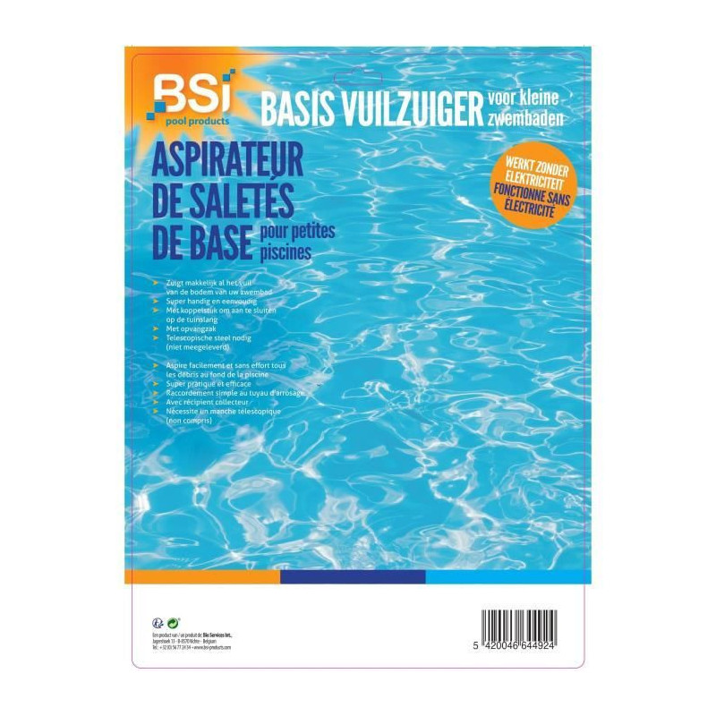 BSI Manual Bottom Vacuum Cleaner - With Pocket for Pool Debris - 30cm