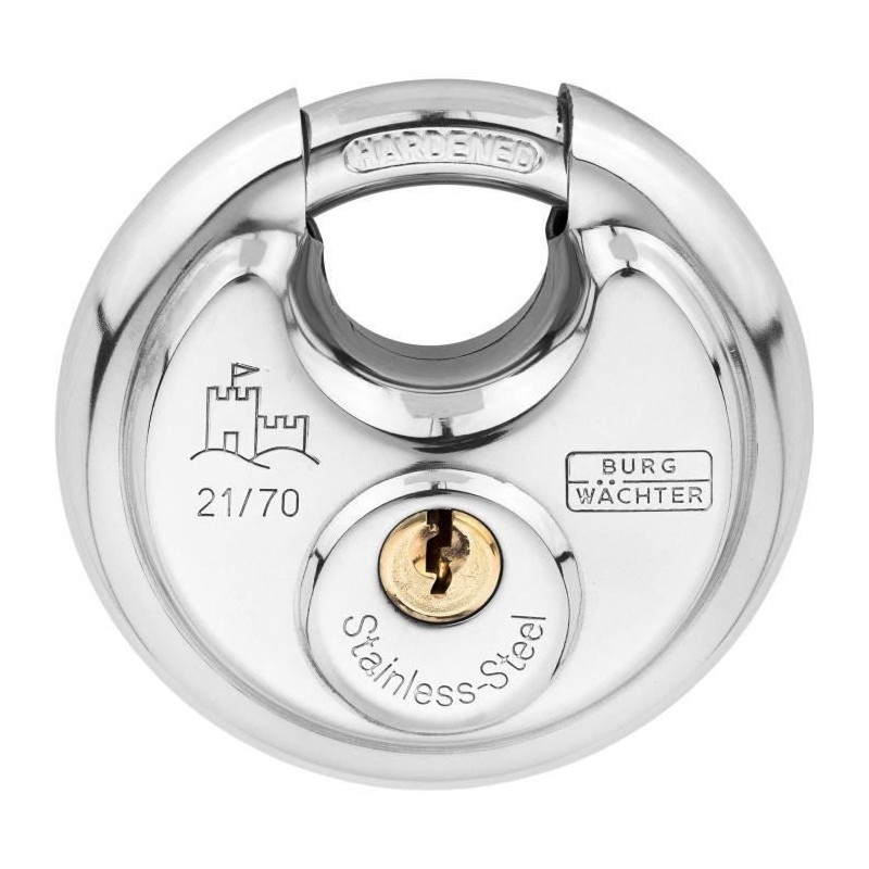 Cylindrical padlock - BURG WACHTER - 21 70 SB - Stainless steel 70 mm,