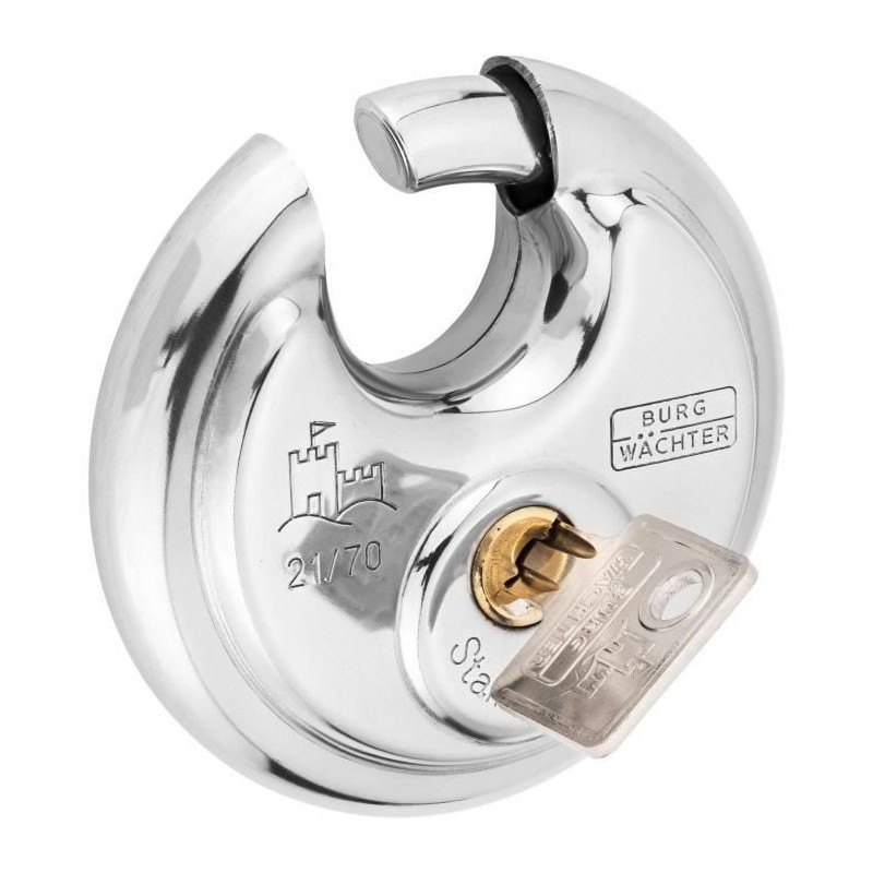 Cylindrical padlock - BURG WACHTER - 21 70 SB - Stainless steel 70 mm,