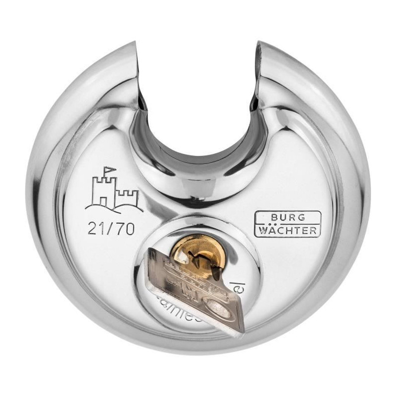 Cylindrical padlock - BURG WACHTER - 21 70 SB - Stainless steel 70 mm,