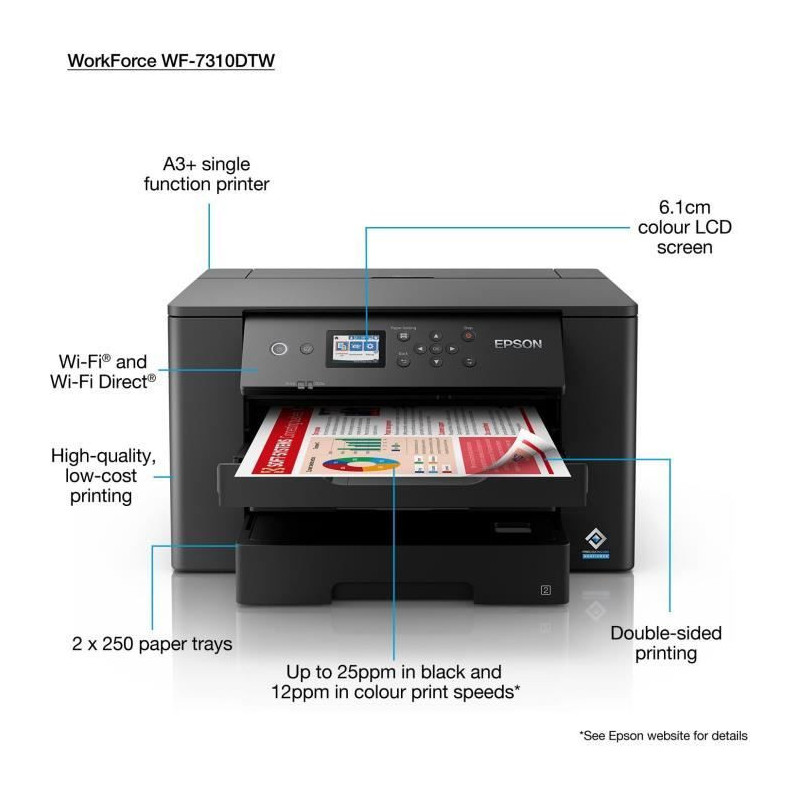 Monofunction Printer - EPSON WF-7310DTW - Inkjet - A3 - Color - Wi-Fi