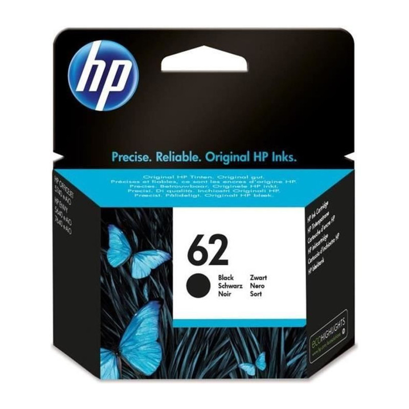 HP 62 Genuine Black Ink Cartridge for HP Envy 5540/5640/7640 (C2P04AE)