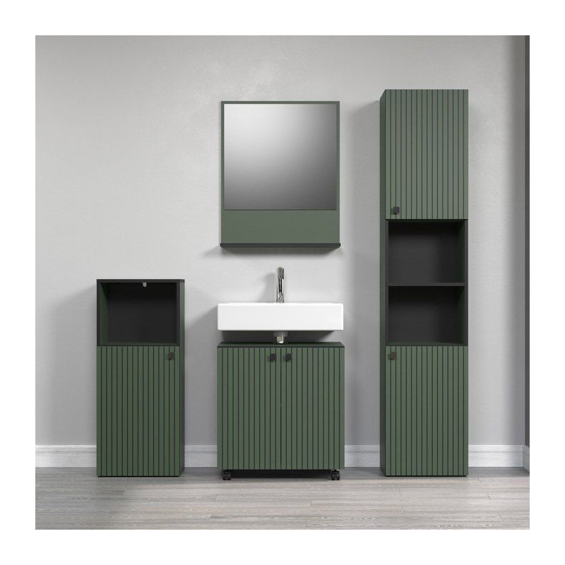 Bathroom column - Sage green and black decor - L40 x H186 x D31cm - PU