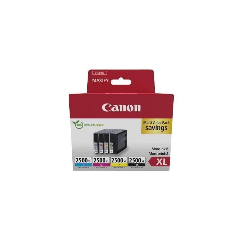 Multipack Ink Cartridges - CANON - PGI-2500XL Black/Cyan/Magenta/Yello