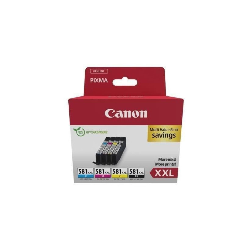 CANON CLI-581XXL Black/Cyan/Magenta/Yellow Ink Cartridges - 4-Color Mu