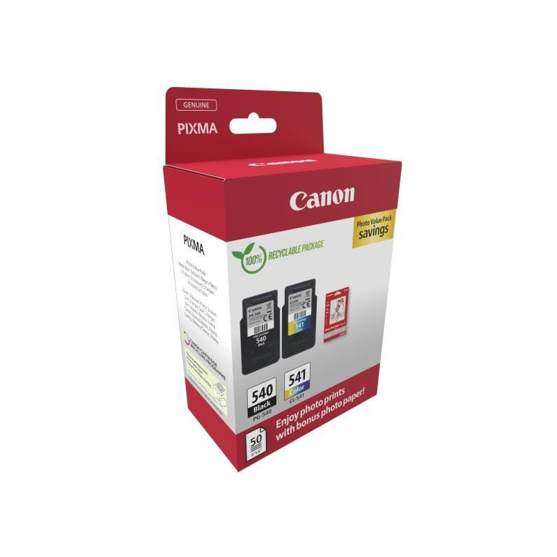 Pack of 2 ink cartridges + photo paper pack - CANON - PG-540 Black + C