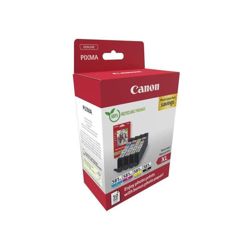 Multipack ink cartridges + photo paper pack - CANON - CLI-581XL Black/