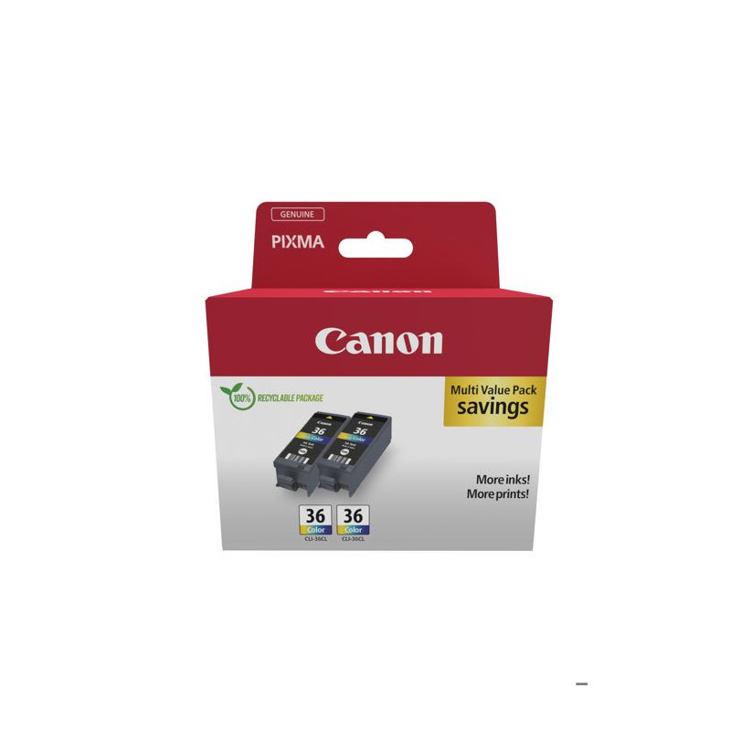 Pack of 2 color ink cartridges - CANON - CLI-36 CL - Inkjet - 12 ml