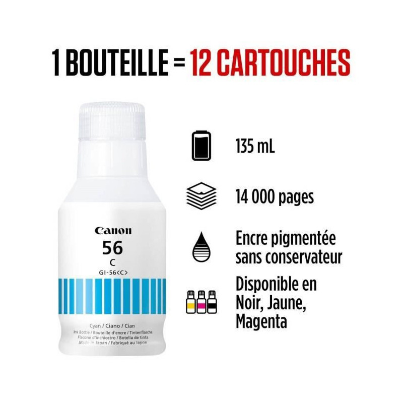 Ink bottle - Canon - GI -56BK - Cyan - Maxify GX compatibility - (4430