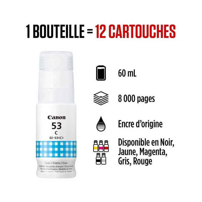 Ink bottle - Canon - GI -53C - Cyan - Pixma G650 and G550 compatibilit