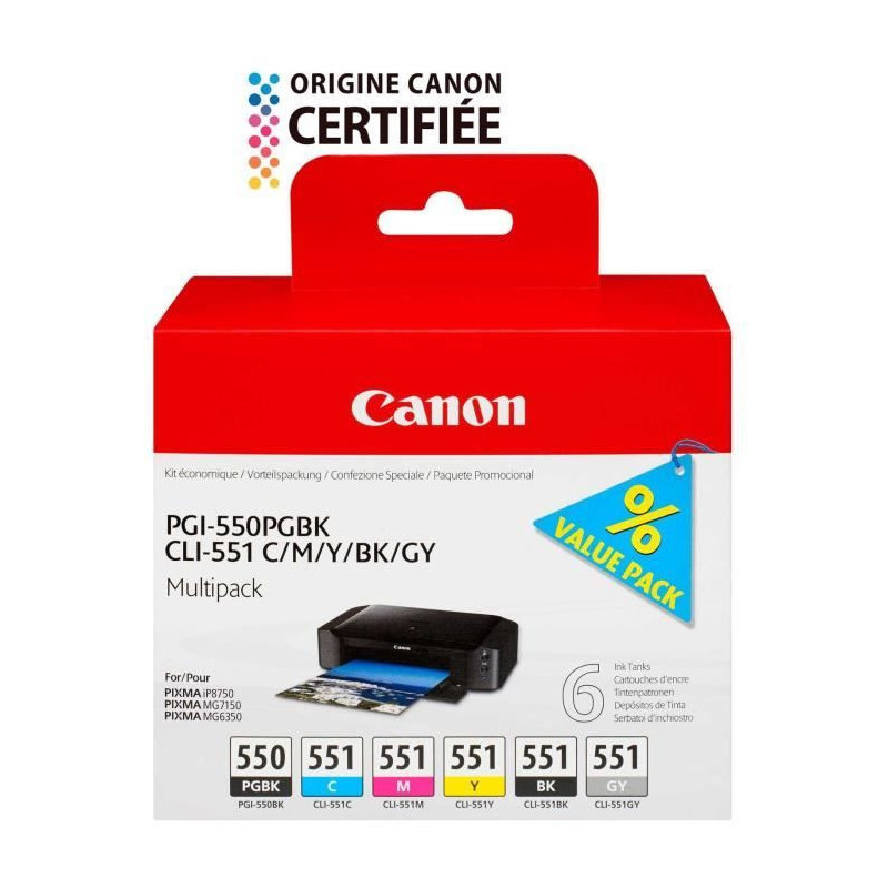 Cartouche Canon INK PGI-550 / CLI-551 C,M,Y,BK,GY