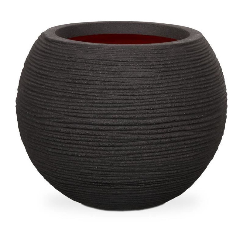 Capi Flowerpot Nature Rib round 40 x 32 cm black KBLR270 424217