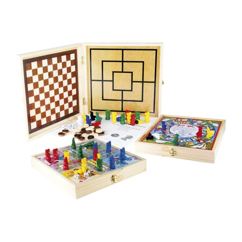 JEUJURA Wooden Box 100 Traditional board games