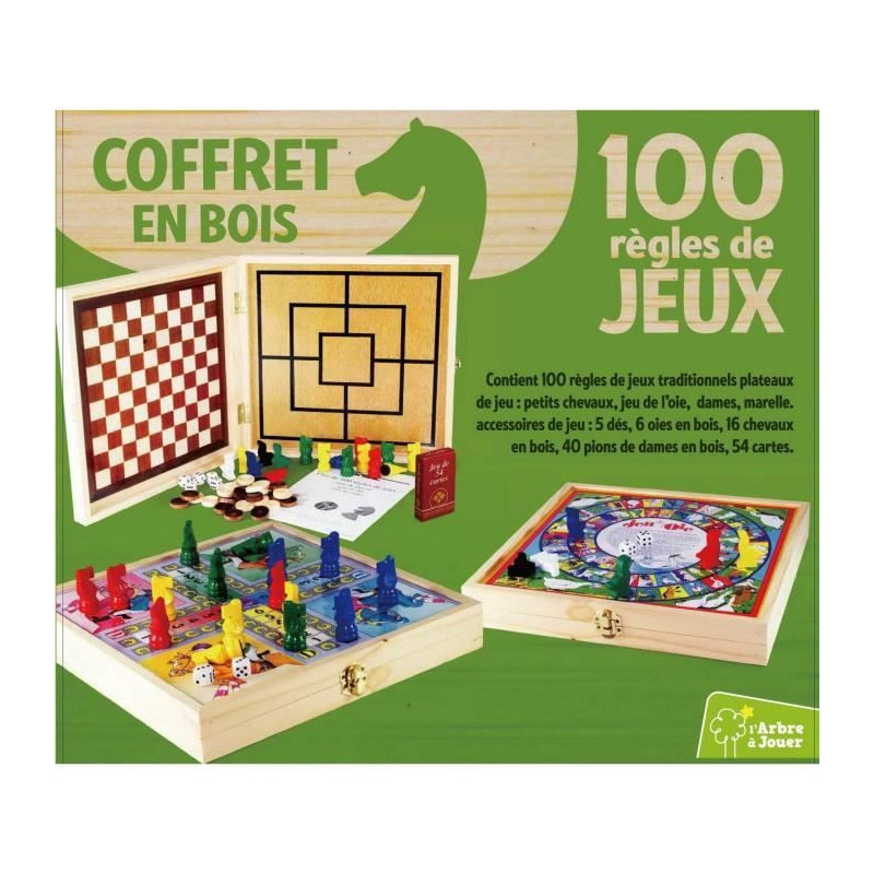 JEUJURA Wooden Box 100 Traditional board games