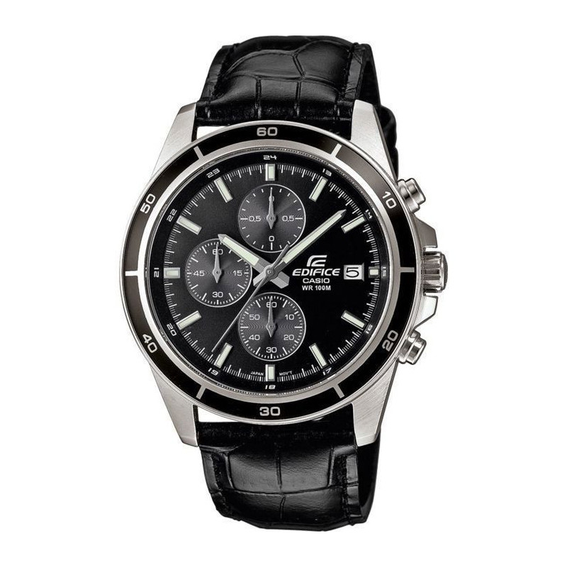 CASIO - Genuine Leather Watch - EDIFICE - Black
