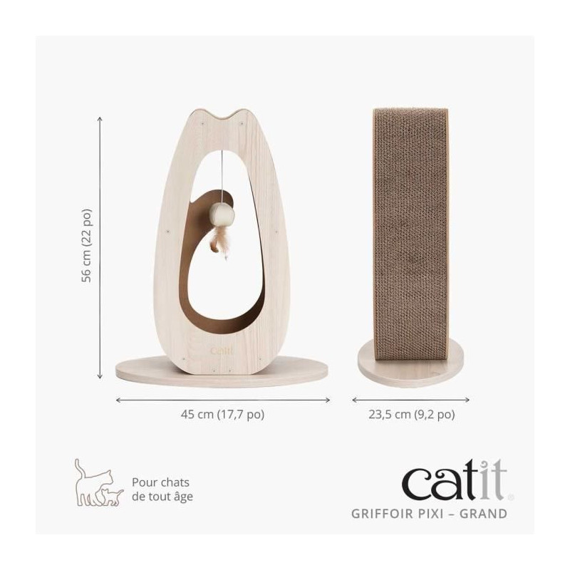 Cat scratching post - CATIT - Pixi Large - With fabric ball and feathe