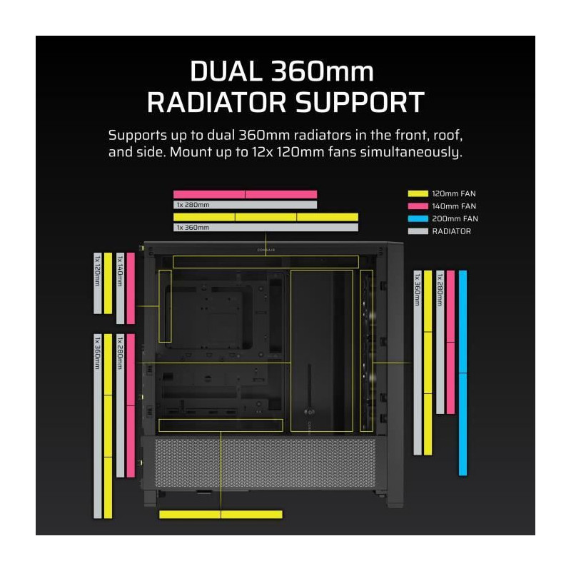 PC Case - CORSAIR - FRAME 4000D RS - Mid-Tower - Black - CC-9011312-WW