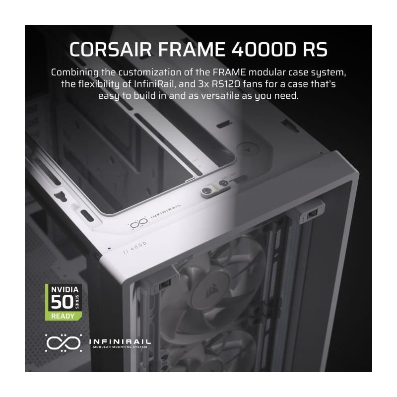 PC Case - CORSAIR - FRAME 4000D RS - Mid-Tower - White - CC-9011313-WW