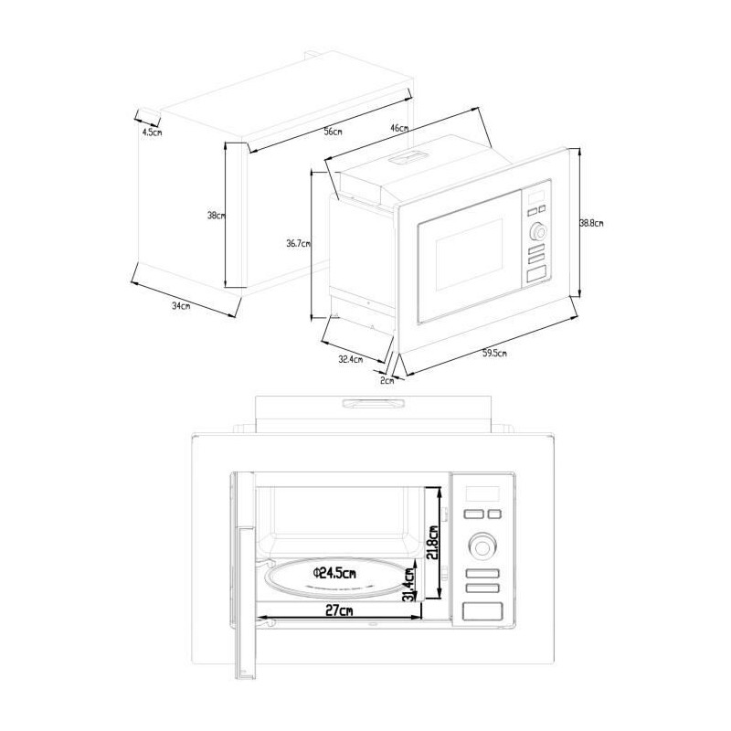 Built-in microwave oven Continental Grill Edison MO20IXEG L59.5 x H38.