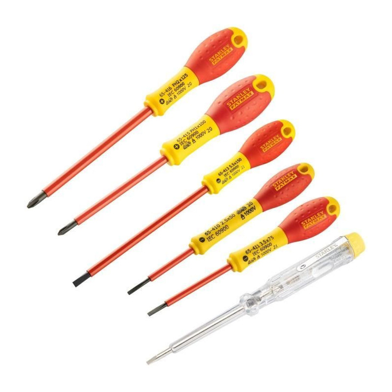 Set of 6 Insulated Screwdrivers 1000V - STANLEY FATMAX - 0-65-441 - El