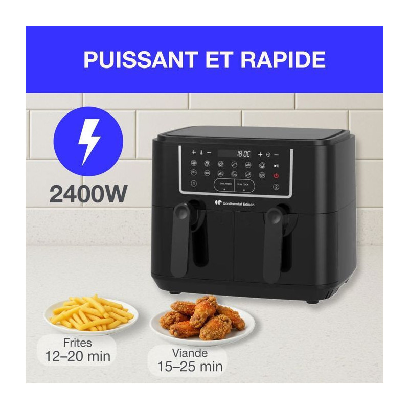 CONTINENTAL EDISON Oil-Free Air Fryer - RFRSH24002CB - 9 L - Double tr