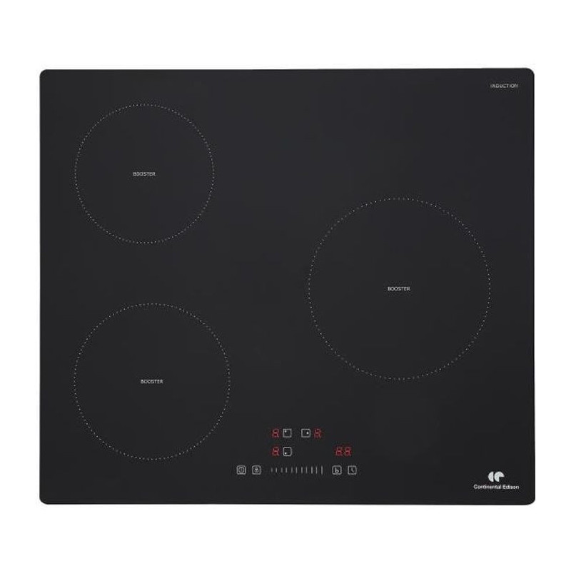 Continental Edison 3-burner induction hob - 3 timers - 3 boosters - bl