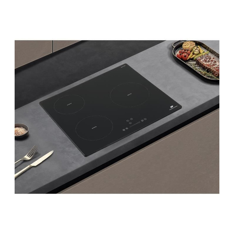 Continental Edison 3-burner induction hob - 3 timers - 3 boosters - bl