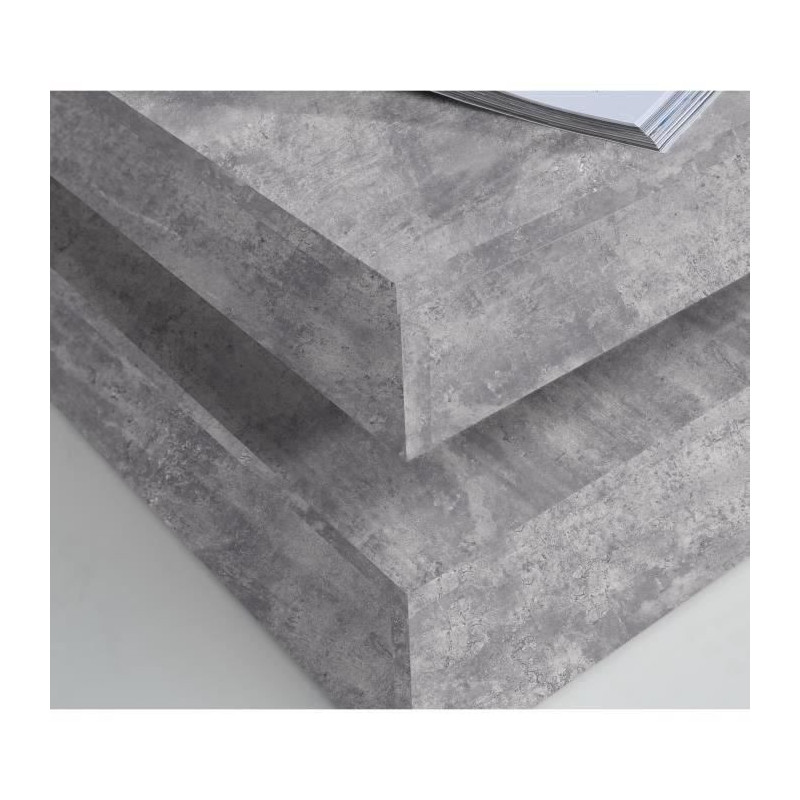 Pivoting square coffee table - Particle panel - Light gray concrete de