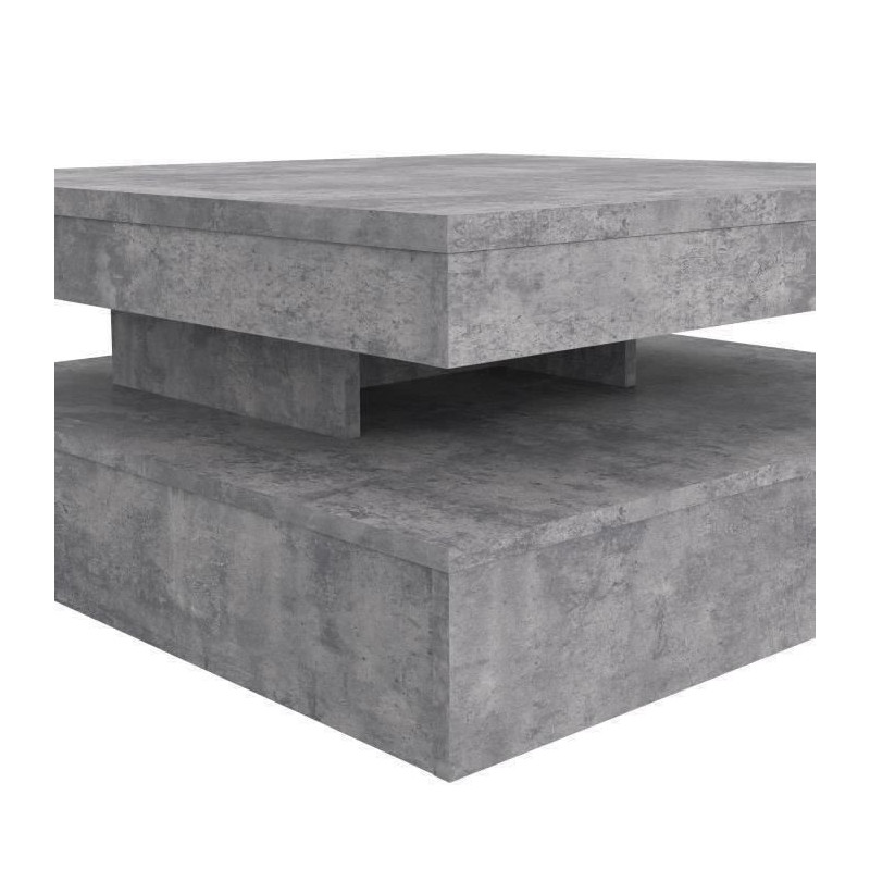 Pivoting square coffee table - Particle panel - Light gray concrete de
