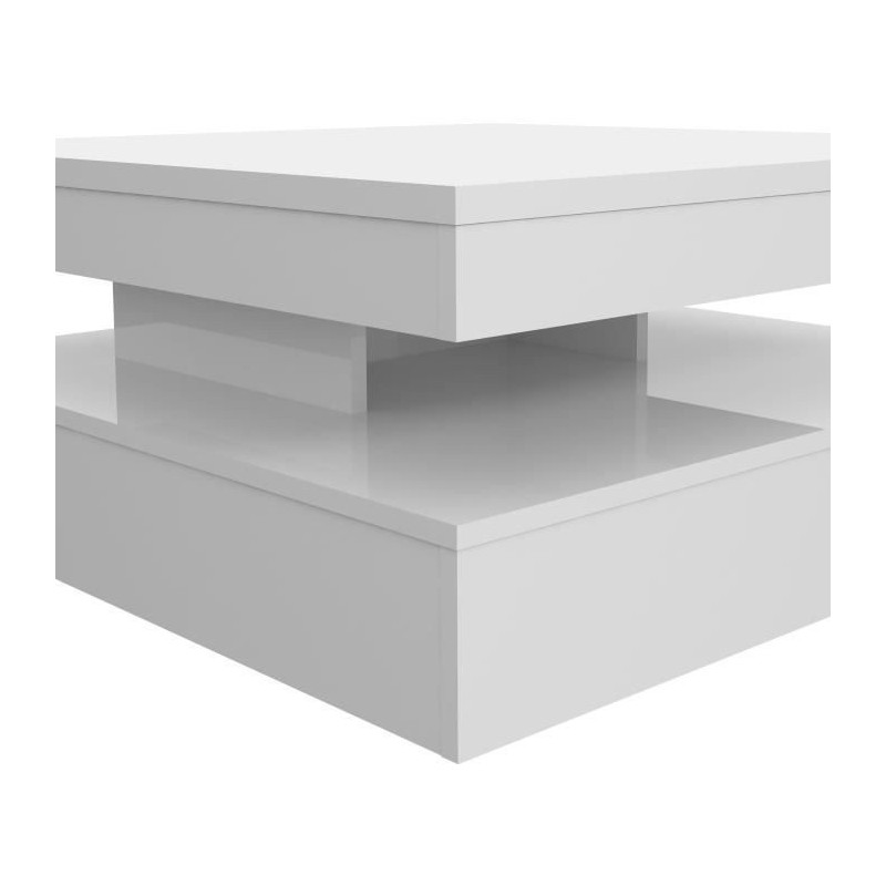 Coffee table with rotating top - Square glossy white - 78 x 78 x 36 cm