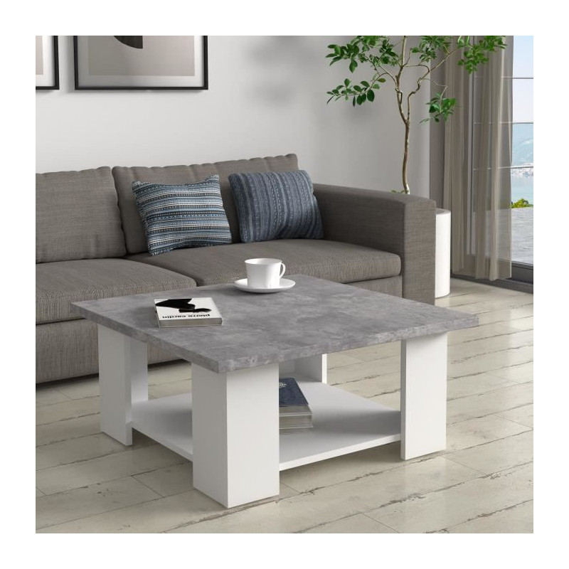 Pilvi coffee table - white and light concrete - contemporary - L 67 x